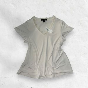 banana republic ivory lace trimmed blouse